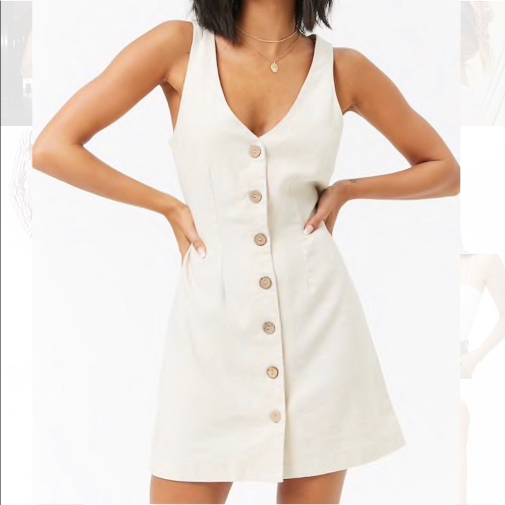 Sleeveless Button-Front Linen Dress